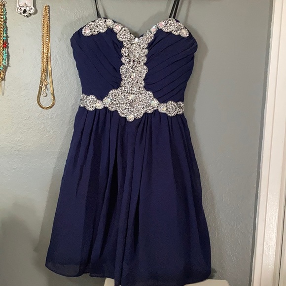 Dresses & Skirts - Navy Blue Strapless Dress size 5
